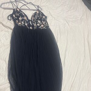 Elegant Navy Floral Women's Dress